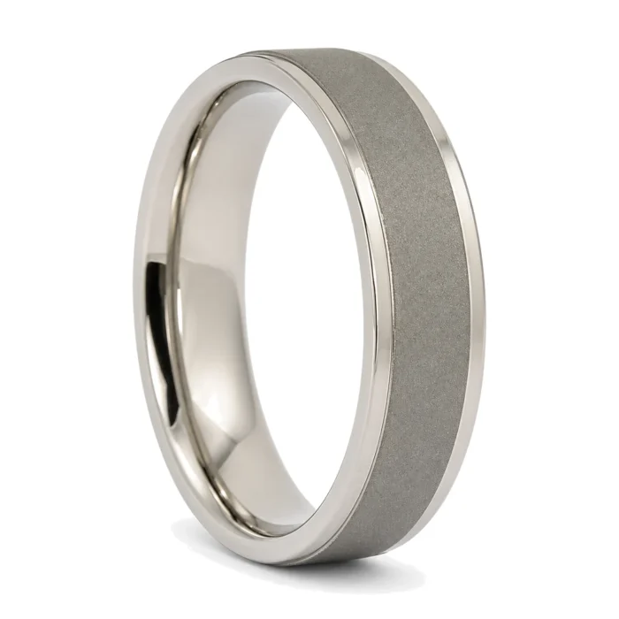 Titanium 6mm Mens Ring with Matte Center