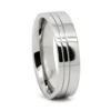 Offset Twin Grooved 6mm Titanium Mens Ring