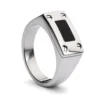 Black Inlay Titanium Mens Signet Ring