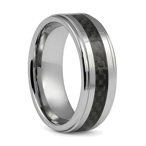 Tungsten 8mm Ring With Carbon Fiber Centerline