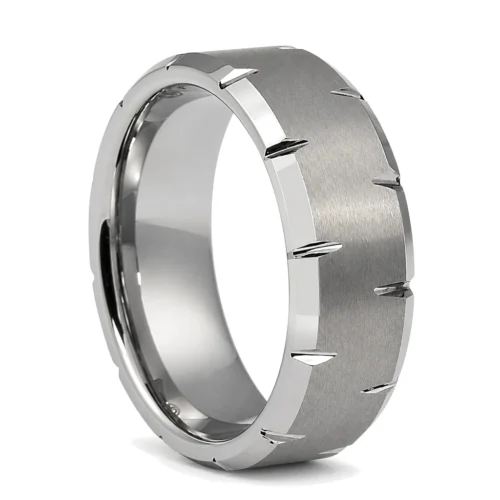 Cut Edge 8mm Tungsten Men's Ring