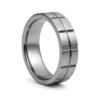Grooved 6mm Titanium Mens Ring