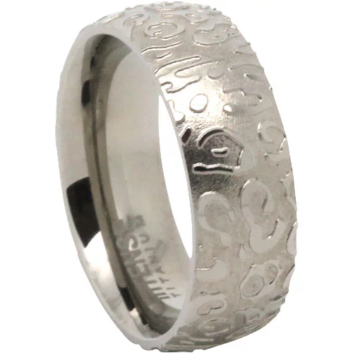 Titanium 8mm Ring With Embossed Jaguar Pattern