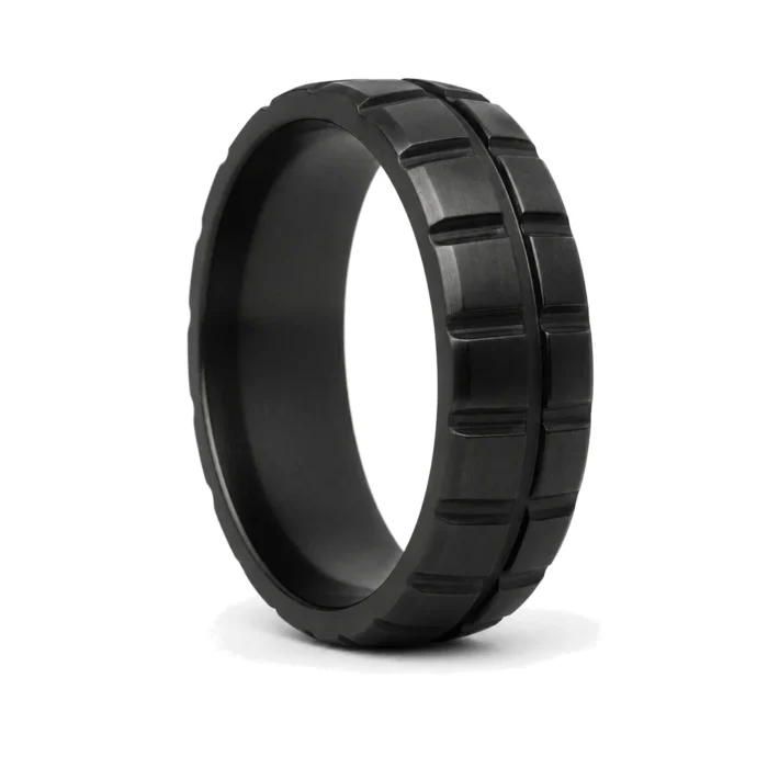 Grooved 10mm Black Steel Ring