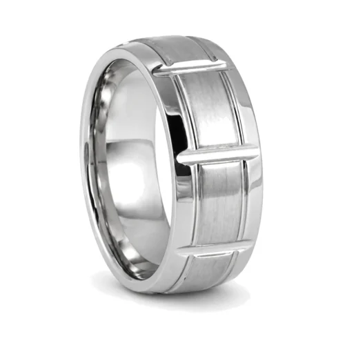 Wide Men's Steel 9mm Ring