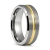 Tungsten 8mm Mens Wedding Ring With Gold