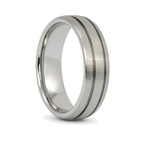Tungsten 7mm Men's Ring With Twin Grooves