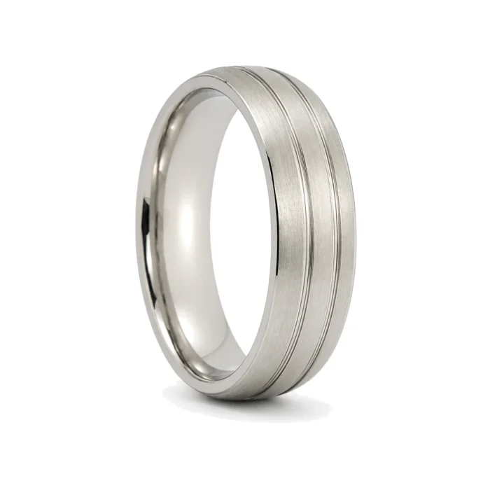 Classic Two-Tone Titanium 6mm Wedding Band