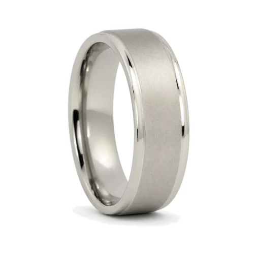 Titanium 7mm Men's Ring with Stone Brushed Finish