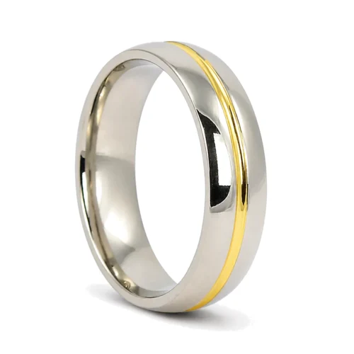 Gold Centerline Titanium 6mm Wedding Ring
