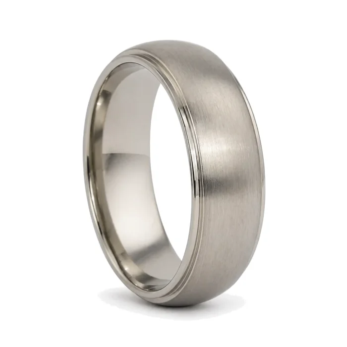 Titanium 7mm Mens Dome Wedding Ring