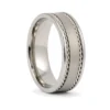 Titanium 7mm Mens Ring with Rope Edges