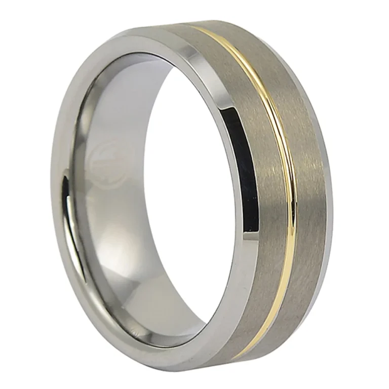 Tungsten 8mm Wedding Ring with Gold