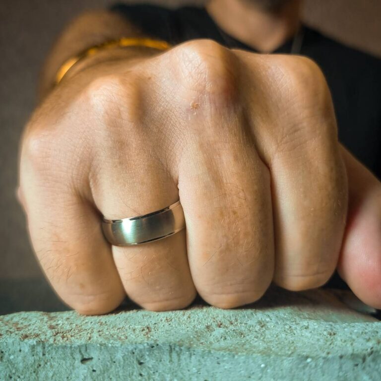 Titanium 7mm Mens Dome Wedding Ring