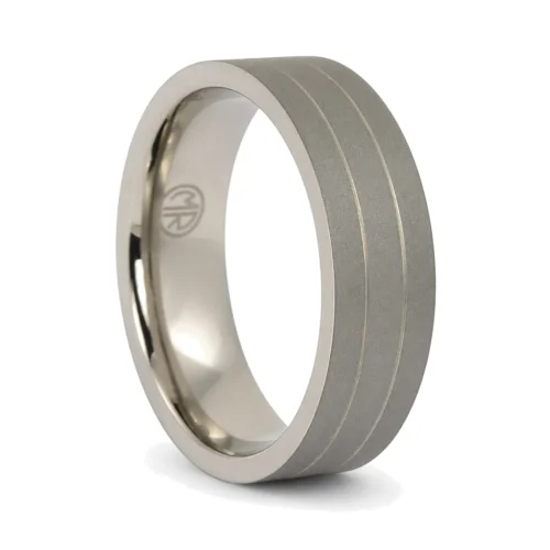 Dark Matte Finish Twin Groove 7mm Men's Titanium Ring