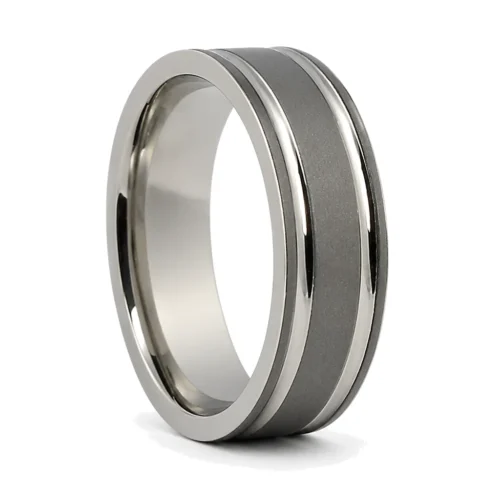 Dark Matte Finish Titanium 7mm Men's Ring