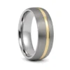 Tungsten Dome 8mm Mens Wedding Ring With Gold
