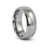 Dome Polished 8mm Tungsten Ring with Dual Brushed Line Accents