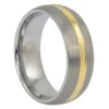 Tungsten Dome 8mm Mens Wedding Ring With Gold