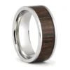 Titanium 8mm Mens Ring with Dark Hawaiian Koa Wood Centerpiece