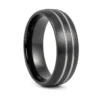 Black Brushed Tungsten 8mm Ring With Twin Grooves