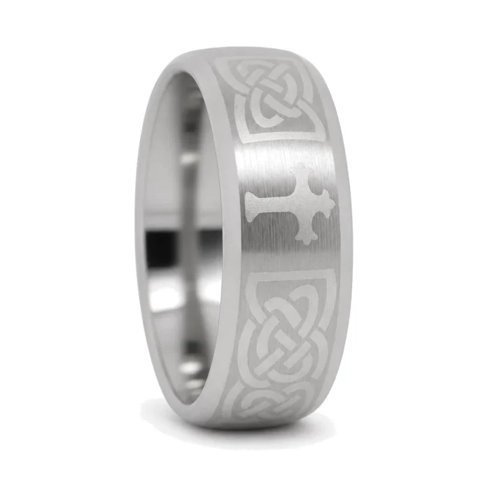 Celtic Cross 8mm Tungsten Ring