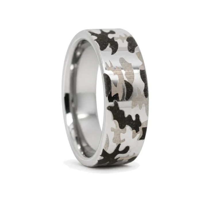 Flat "Camo" 8mm Tungsten Ring