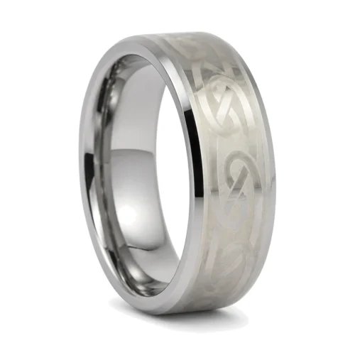 Tungsten 8mm Men's Ring With Celtic Pattern