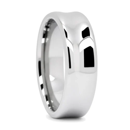 Concave 7mm Polished Tungsten Men's Wedding Ring