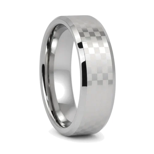 Men's Chequered 8mm Tungsten Ring