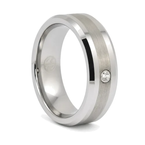8mm Tungsten Zirconium Men's Engagement Ring