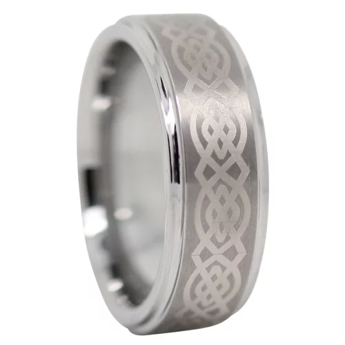 FTR-063-tungsten-ring-video Satin Finish Celtic 8mm Tungsten Ring