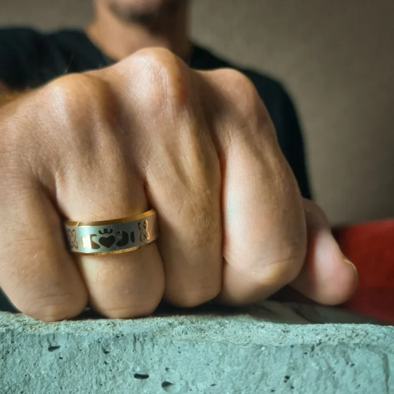 Tungsten And Gold Claddagh 8mm Ring