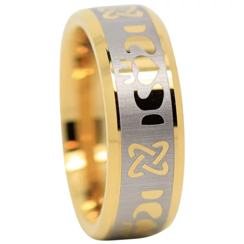Tungsten And Gold Claddagh 8mm Ring