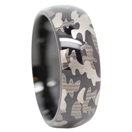 FTR-069-BLACK-8MM-ROUNDED-CAMO-TUNGSTEN-RING-VIDEO Black 8mm Rounded “Camo” Tungsten Ring