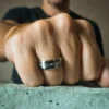 8mm Tungsten Zirconium Mens Engagement Ring