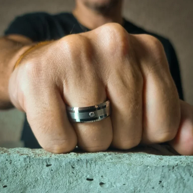 8mm Tungsten Zirconium Mens Engagement Ring