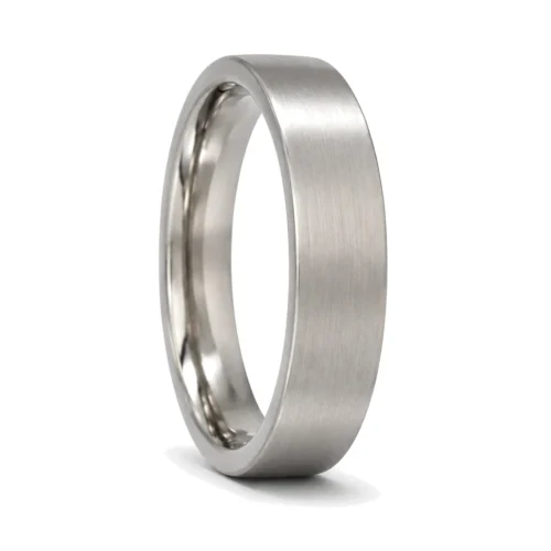 Custom Made 4mm Brushed Flat Titanium Men's Wedding Ring