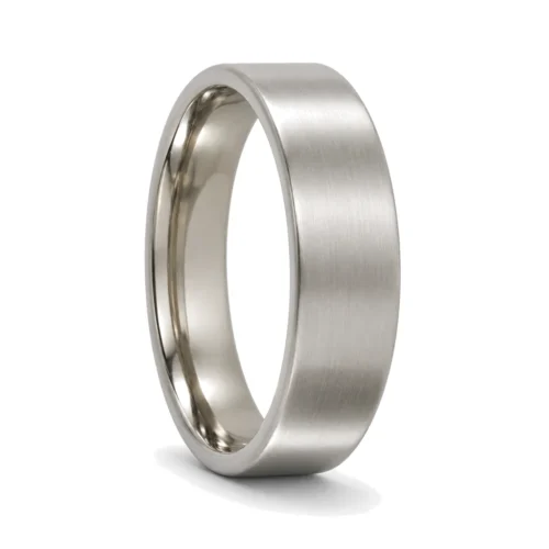 Custom Made 5mm Brushed Flat Titanium Men's Wedding Band