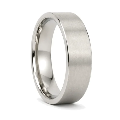 Custom Made 6mm Brushed Flat Titanium Men's Wedding Ring