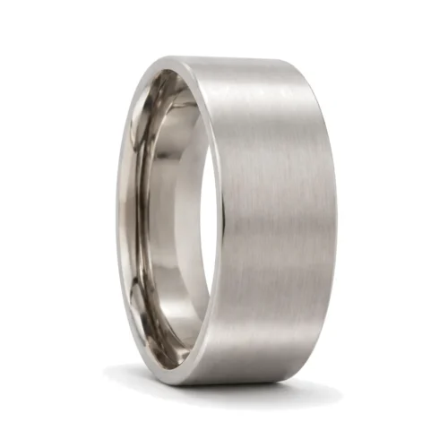 Custom Made 8mm Brushed Flat Titanium Men's Wedding Ring