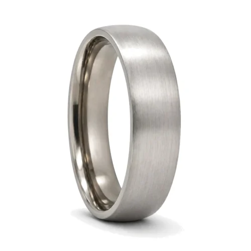 Custom 5mm Brushed Half Round Titanium Men's Wedding Ring