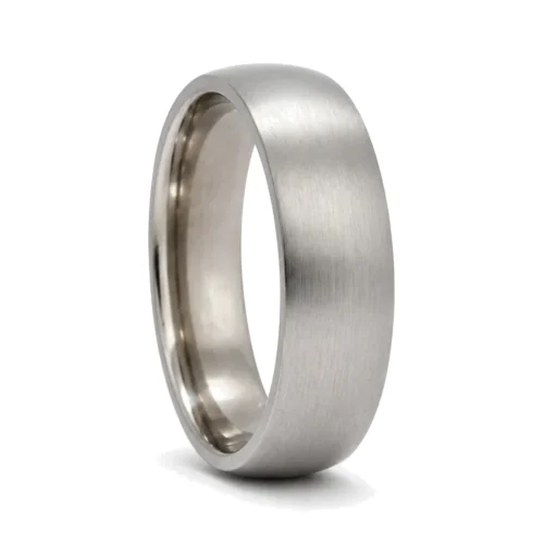 Custom 6mm Brushed Half Round Titanium Men's Wedding Band