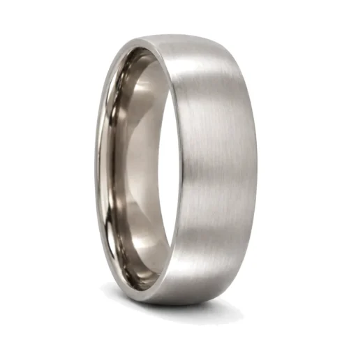 Custom 7mm Brushed Half Round Titanium Men's Wedding Ring