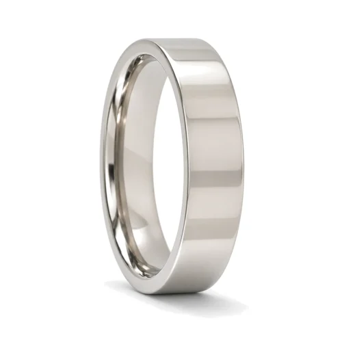 Custom 5mm Polished Flat Titanium Men's Wedding Ring