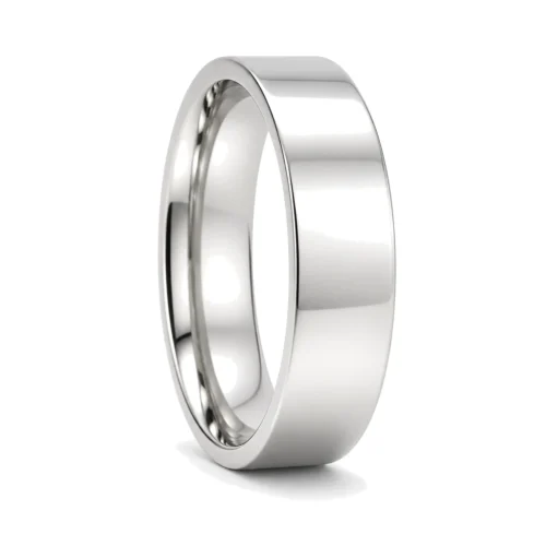 Custom 6mm Polished Flat Titanium Men's Wedding Band