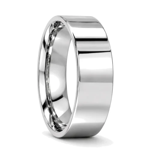 Custom 7mm Polished Flat Titanium Men's Wedding Ring