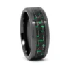 Black Ceramic 8mm Mens Ring With Green Carbon Fiber