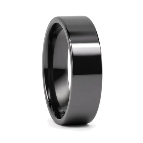 Polished Black Ceramic 7mm Men's Ring
