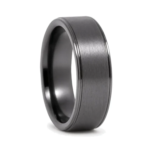 Brushed Ceramic 7mm Men's Wedding Ring